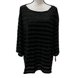 𝅺NWOT, RUBY RD., Black Built in Cami Top, Size XL, Polyester Blend